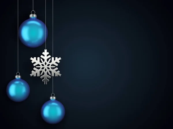 Rendering Weihnachtskarte Mit Kugeln Und Schneeflocke — Stockfoto