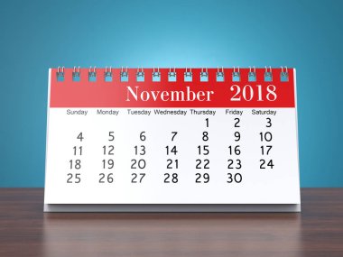 2018 yıl için 3D render flipchart masaüstü takvim