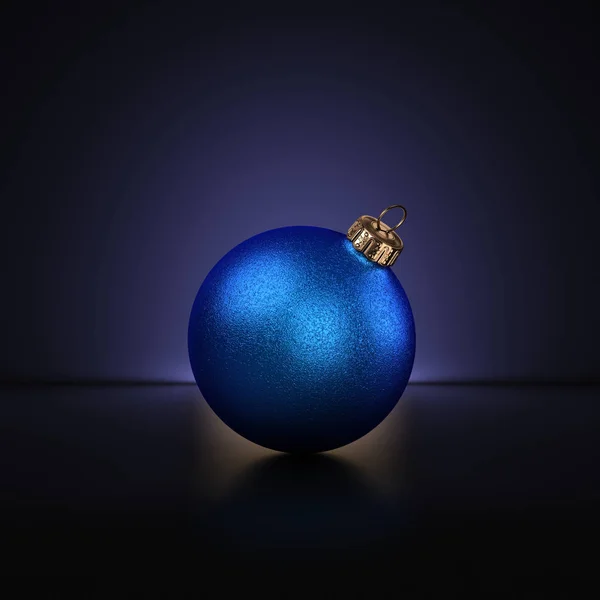 Darstellung Blaue Weihnachtskugel Auf Dunklem Hintergrund — Stockfoto