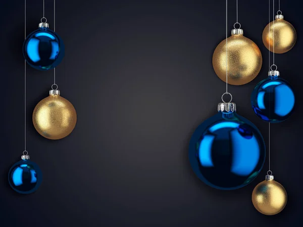 3D Rendering Christmas Card with Christmas Balls