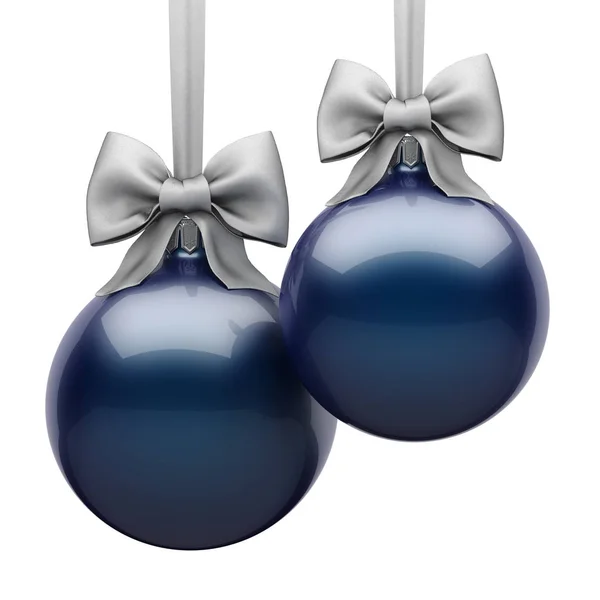 白い背景の レンダリング暗いブルー クリスマス ボール — ストック写真