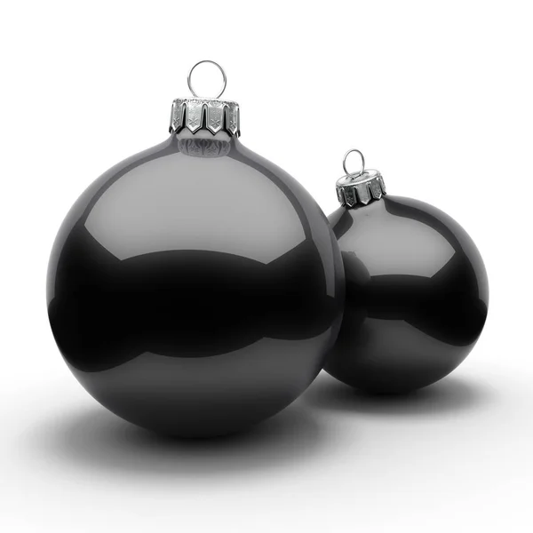 Rendering Black Christmas Bal Witte Achtergrond — Stockfoto