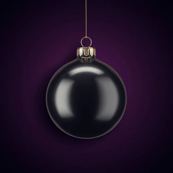 Yazıtlar Olmadan Karanlık Bir Arka Plan Üzerinde Render Noel Topu — Stok fotoğraf