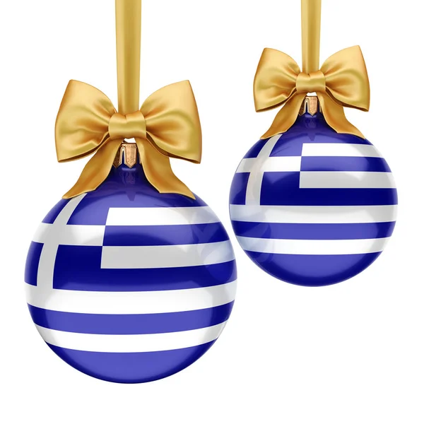 Renderização Bola Natal Decorado Com Bandeira Grécia — Fotografia de Stock