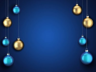 3D render Noel kartı ile Noel topları