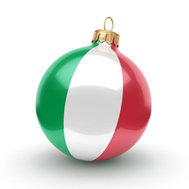 3D render Noel top İtalya bayrağı ile dekore edilmiştir.