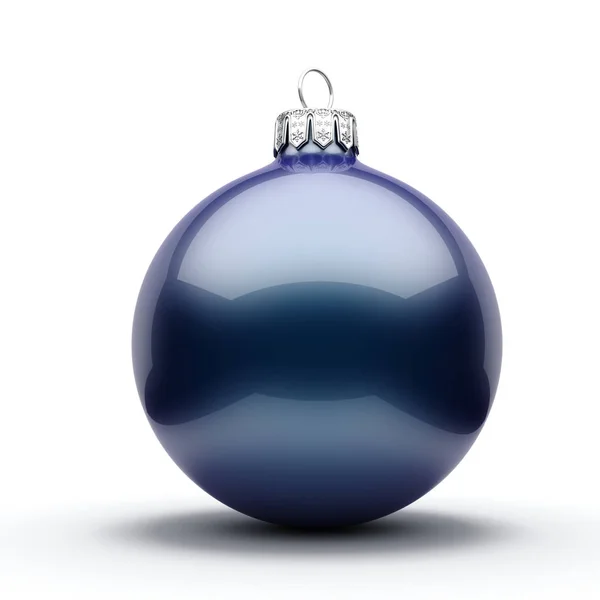 Rendering Dark Blue Christmas Ball White Background — Stock Photo, Image