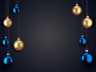 3D render Noel kartı ile Noel topları