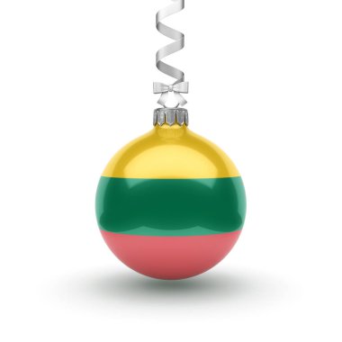 3D render Noel top Litvanya bayrağı ile dekore edilmiştir.