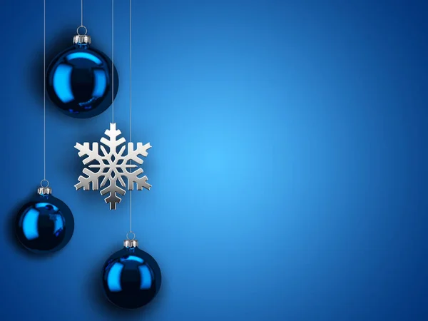 Rendering Weihnachtskarte Mit Kugeln Und Schneeflocke — Stockfoto