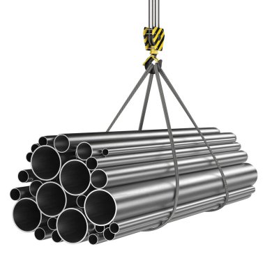 bir vinç kanca 3D render ile bir yük Metal sac ürünleri