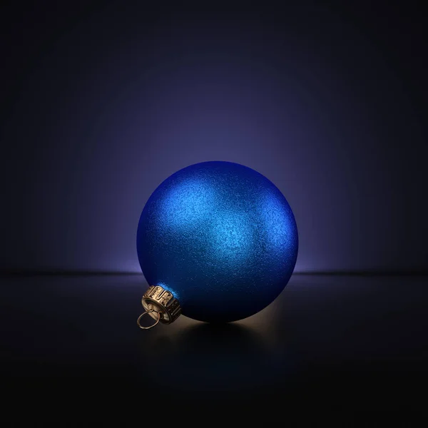 Darstellung Blaue Weihnachtskugel Auf Dunklem Hintergrund — Stockfoto