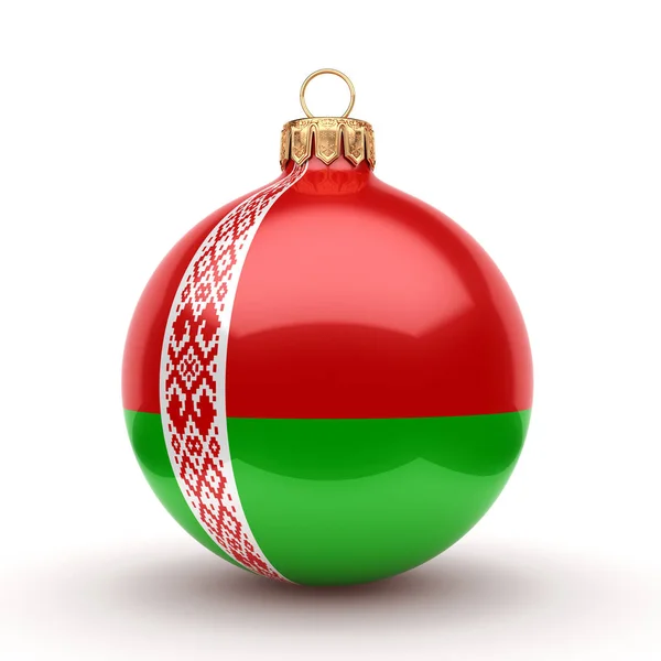 Rendering Labdát Karácsonyi Díszített Fehéroroszország Zászlaja — Stock Fotó