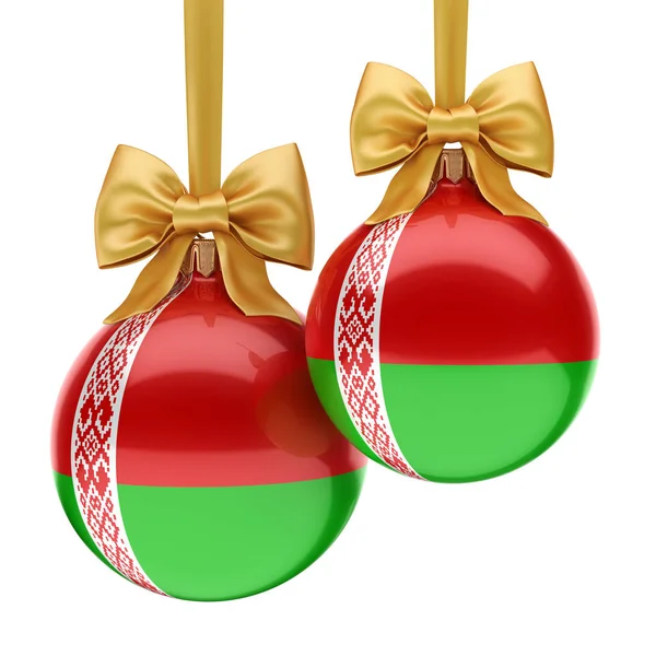 Vykreslování Vánoční Koule Zdobené Běloruská Vlajka — Stock fotografie