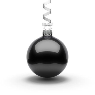 3D render siyah Noel top beyaz arka plan üzerinde
