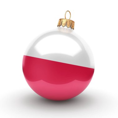 3D render Noel top Polonya bayrağı ile dekore edilmiştir.