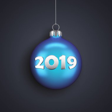 3D render Noel top yazıt 2019 ile karanlık bir arka plan üzerinde