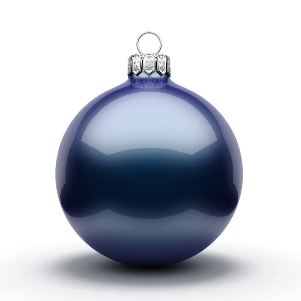 渲染深蓝色圣诞球在白色背景 — 图库照片