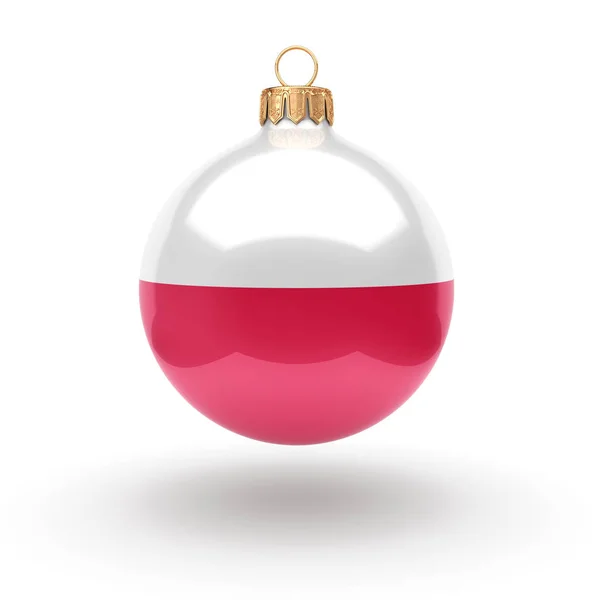 Renderização Bola Natal Decorado Com Bandeira Polônia — Fotografia de Stock