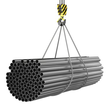 bir vinç kanca 3D render ile bir yük Metal sac ürünleri