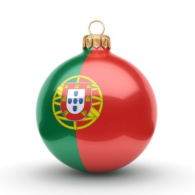 3D render Noel topu Portekiz bayrağı ile dekore edilmiştir.