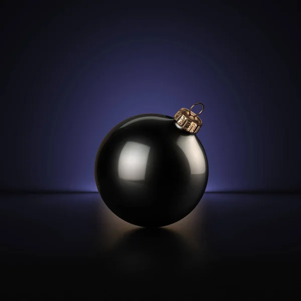 Рендеринг Черного Рождественского Шара Темном Фоне — стоковое фото