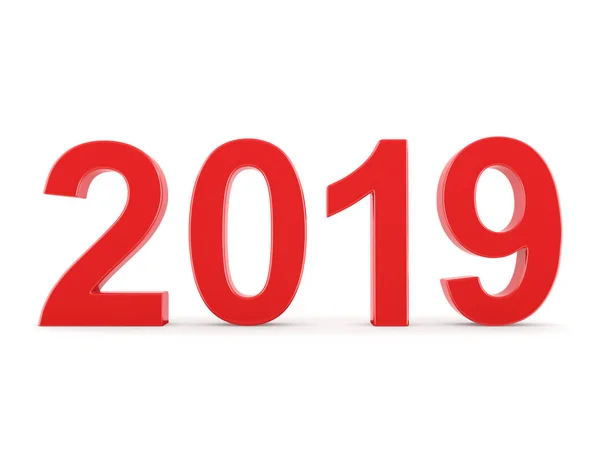 Rendu 3D 2019 Nouvel An chiffres rouges — Photo