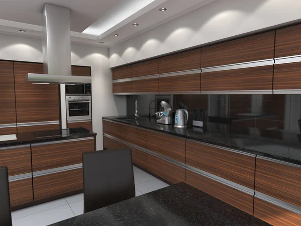 3D rendering modern konyha — Stock Fotó