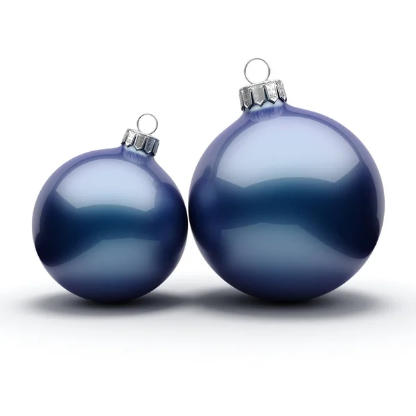 Rendu Bleu Foncé Boule Noël Sur Fond Blanc — Photo