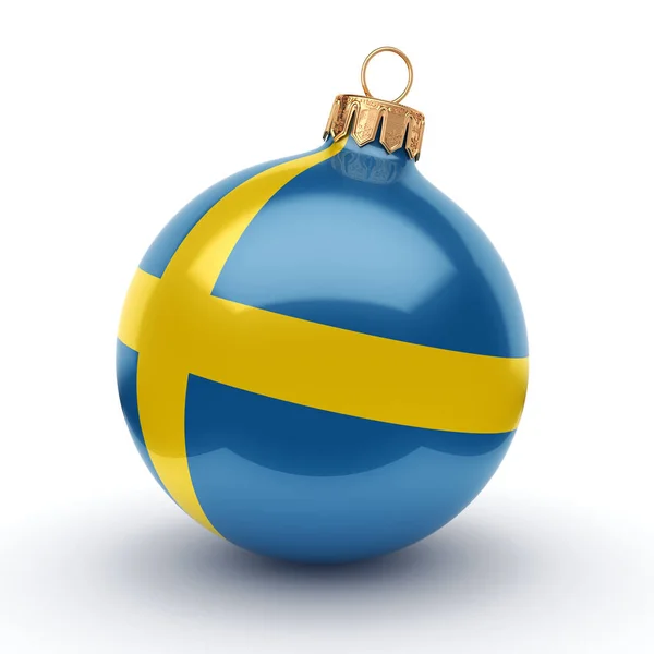 Darstellung Weihnachtskugel Dekoriert Mit Der Flagge Von Schweden — Stockfoto