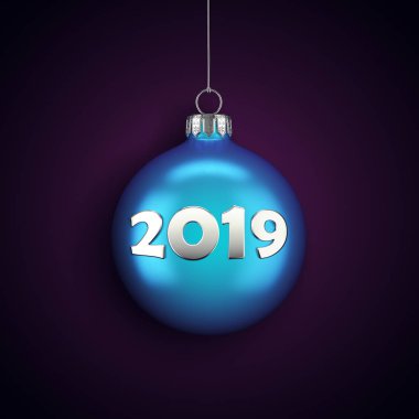 3D render Noel top yazıt 2019 ile karanlık bir arka plan üzerinde