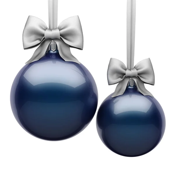 Rendering Dark Blue Christmas Bal Witte Achtergrond — Stockfoto