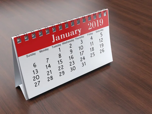 Rendering Flipchart Desktop Calendar 2019 Year — Stock Photo, Image