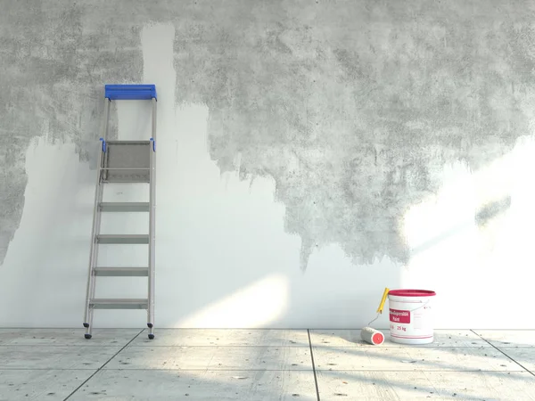 Renderowania Ściany Trakcie Malowania — Zdjęcie stockowe