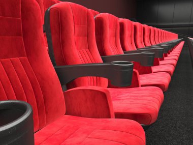 kırmızı sandalye ile 3D işleme modern sinema
