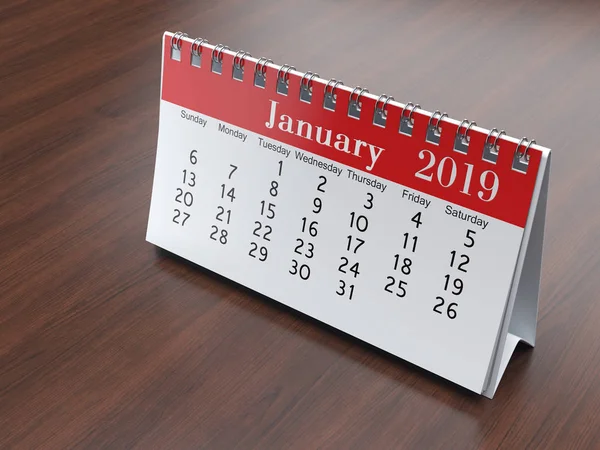 Rendering Flipchart Desktop Calendar 2019 Year — Stock Photo, Image