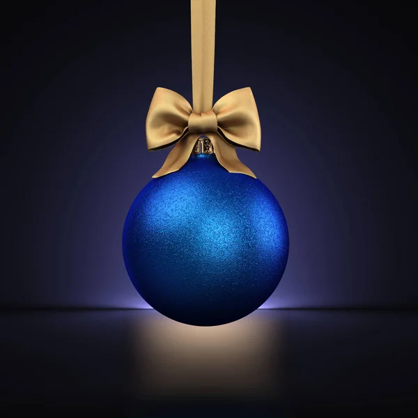 Darstellung Blaue Weihnachtskugel Auf Dunklem Hintergrund — Stockfoto