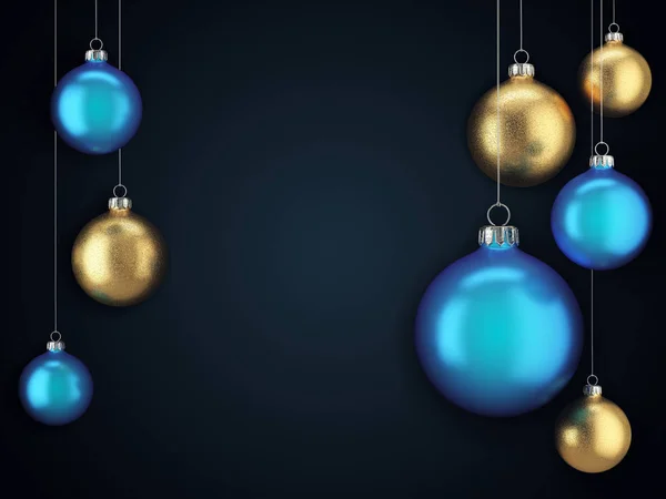 3D Rendering Christmas Card with Christmas Balls