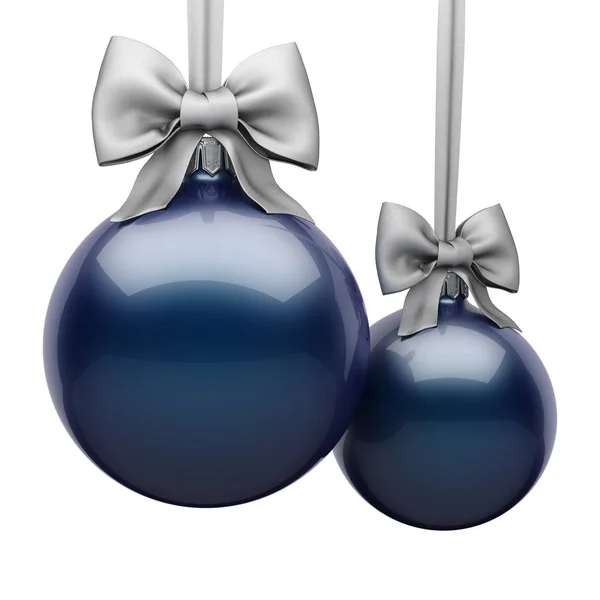 Renderização Bola Natal Azul Escuro Fundo Branco — Fotografia de Stock
