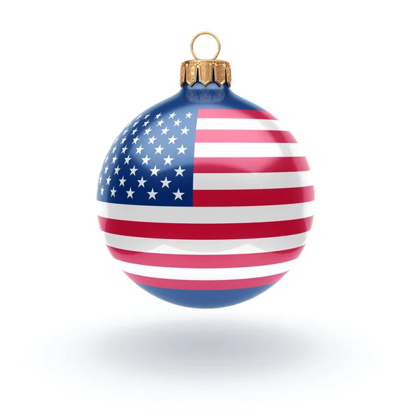 Rendering Weihnachtskugel Mit Der Flagge Der Usa Dekoriert — Stockfoto