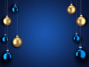 3D render Noel kartı ile Noel topları