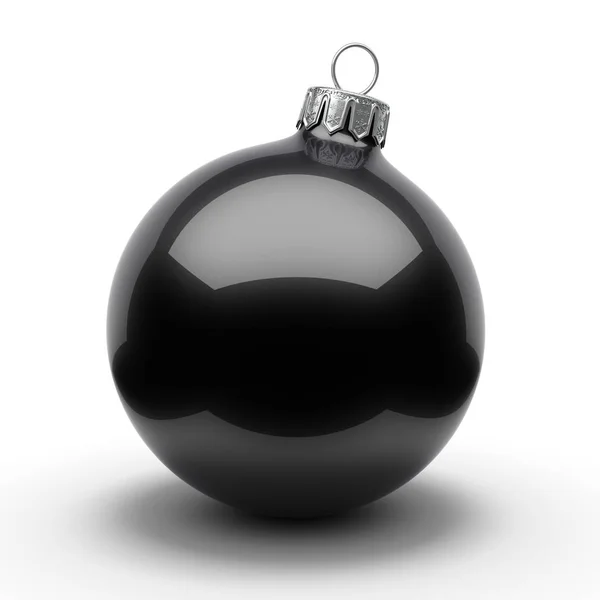 Renderizado Bola Navidad Negro Sobre Fondo Blanco — Foto de Stock