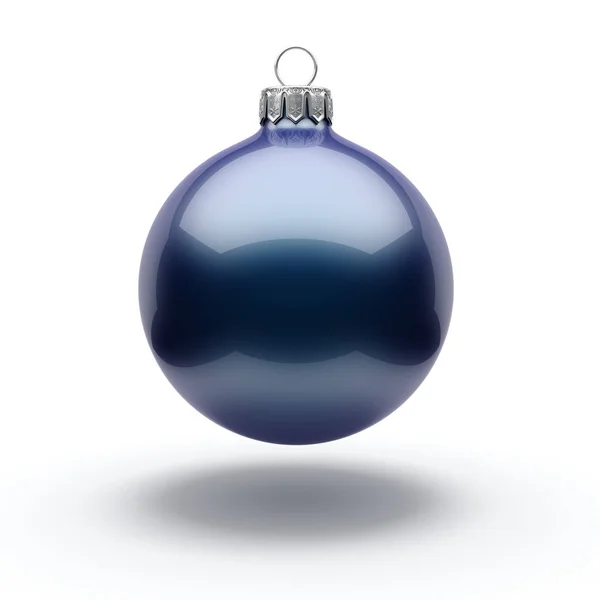 Rendering Dark Blue Christmas Ball White Background — Stok Foto