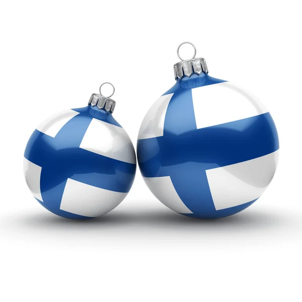 Rendering Μπάλα Χριστουγεννιάτικη Διακοσμημένη Σημαία Της Φινλανδίας — Φωτογραφία Αρχείου