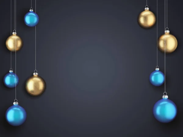3D Rendering Christmas Card with Christmas Balls