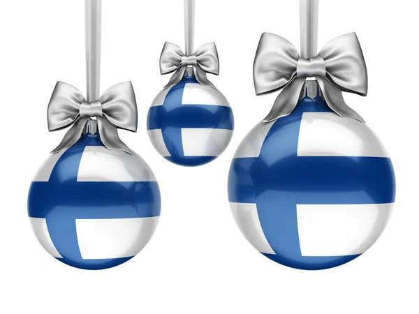 Rendant Boule Noël Décorée Avec Drapeau Finlande — Photo