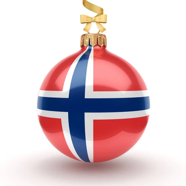 3D renderização bola de Natal com a bandeira da Noruega — Fotografia de Stock