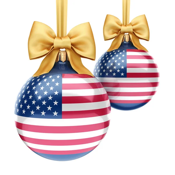 3D rendering Christmas ball with the flag of USA — Stock Photo, Image