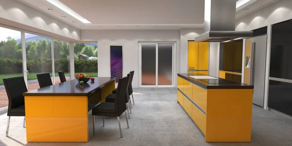 Dapur modern render 3D — Stok Foto