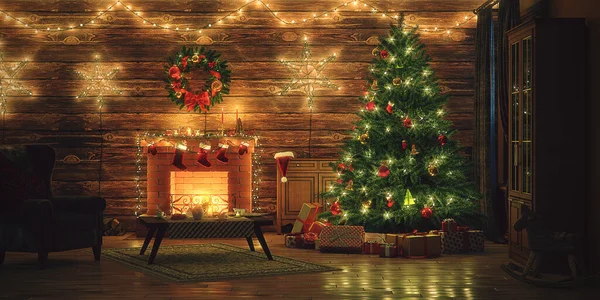 3d Rendering Kerst interieur Rechtenvrije Stockfoto's